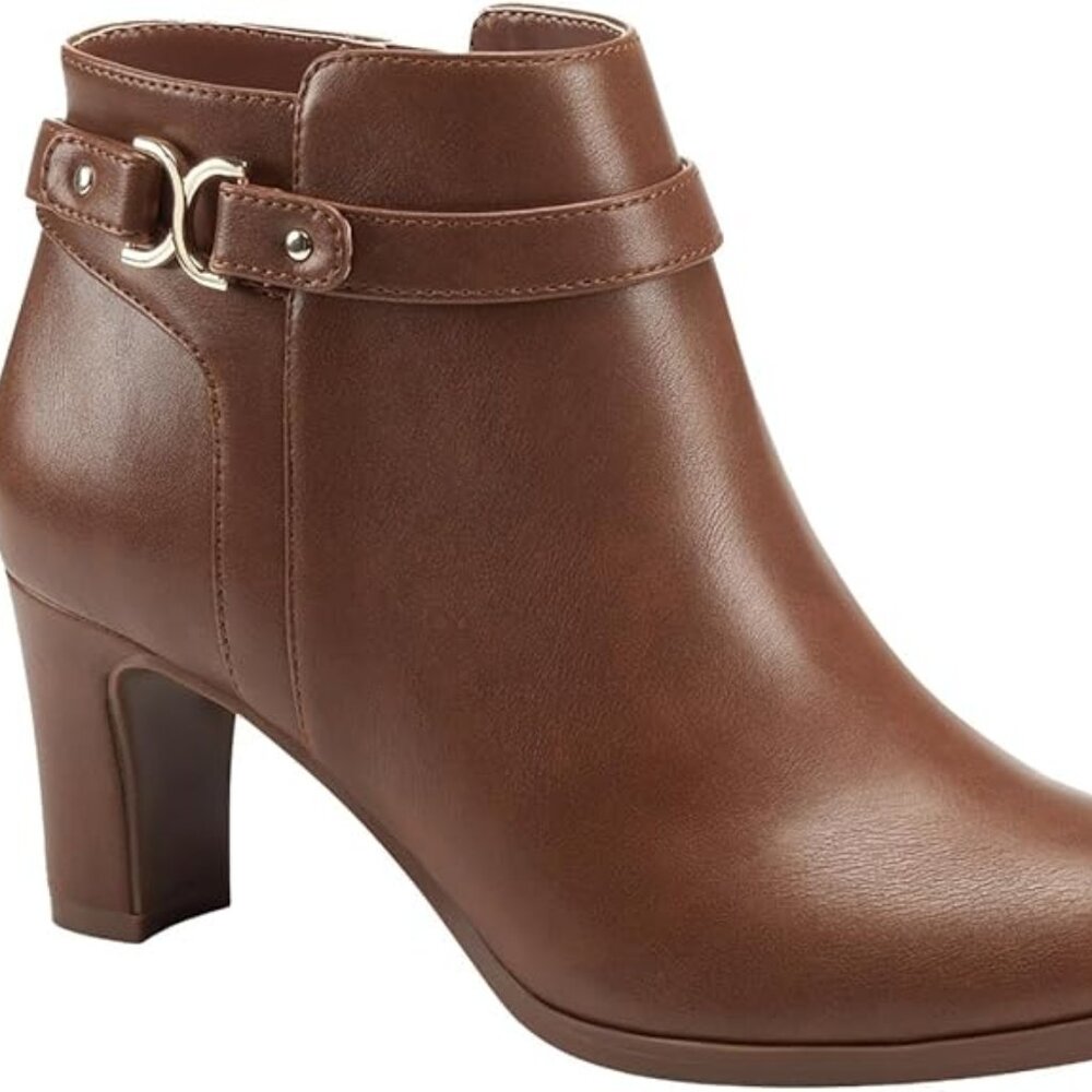 Charter Club Pixxy Womens High Heel Ankle Boots Brown Faux Leather US Size 10.M